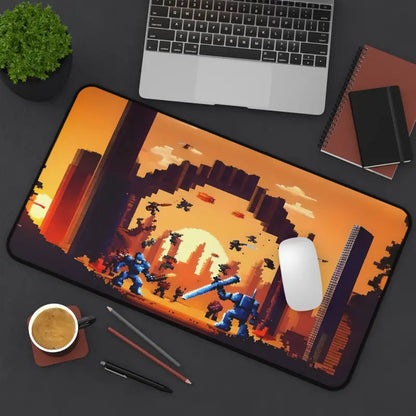 Epic Pixelated Battle Scene Desk Mat for Gamers - Computer Accessories