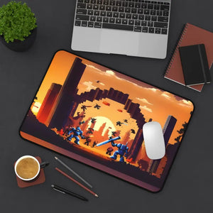 Computer Accessories - Epic Pixelated Battle Scene Desk Mat - Gaming Workspace - Dipaliz