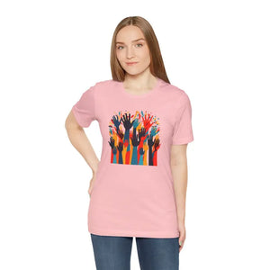 Jersey Short Sleeve Diversity Tee - Cozy Colored Hand Design - Dipaliz - Pink / s - T-shirts