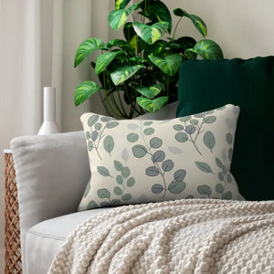 Eucalyptus Branch Lumbar Pillow - Sage Green Botanical - Dipaliz - 20’’ × 14’’ - Pillows