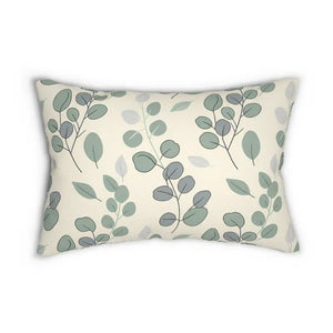 Eucalyptus Branch Lumbar Pillow - Sage Green Botanical - Dipaliz - 20’’ × 14’’ - Pillows