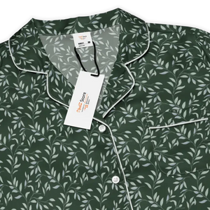 Eucalyptus Leaves Short Sleeve Pajama Top Silky Loungewear Dipaliz - Clothing Tops