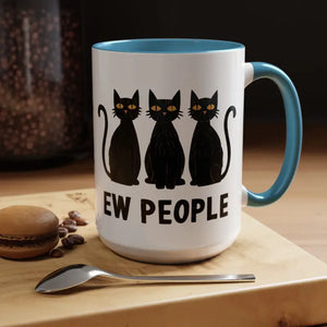 Introvert Ew People Accent Coffee Mug Cat Lover Gift - Dipaliz - 15oz / Light Blue - Mugs