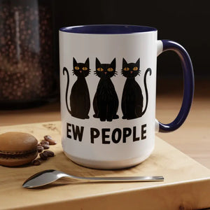 Introvert Ew People Accent Coffee Mug Cat Lover Gift - Dipaliz - 15oz / Navy - Mugs