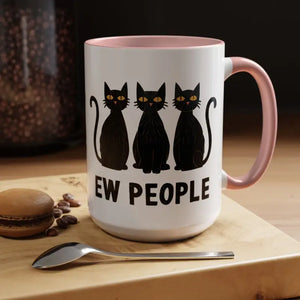Introvert Ew People Accent Coffee Mug Cat Lover Gift - Dipaliz - 15oz / Pink - Mugs
