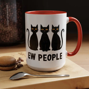 Introvert Ew People Accent Coffee Mug Cat Lover Gift - Dipaliz - 15oz / Red - Mugs