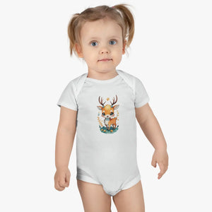 Exciting Deer Short Sleeve Onesie - Soft Rib Cotton - Dipaliz - Baby One-pieces