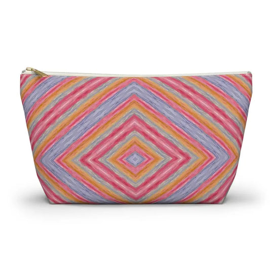 Exciting Vibrant Geometric Pattern Accessory Pouches For All Your Needs! - Large / White Zipper