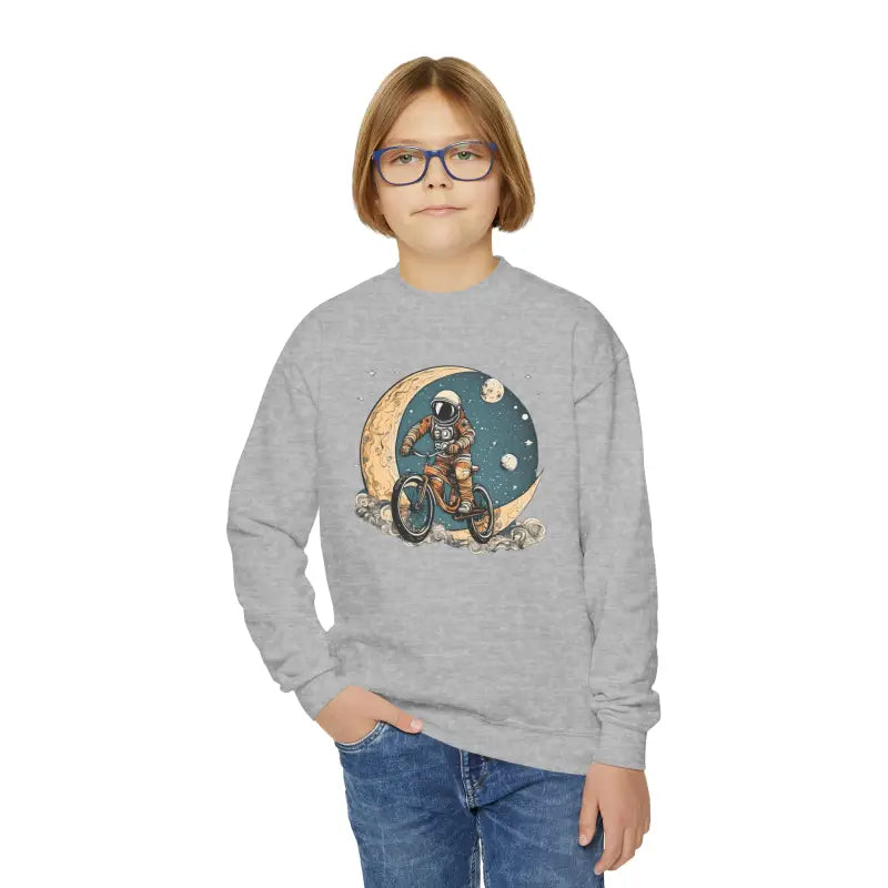 Exciting Youth Crewneck: Astronaut Moon Adventure Sweatshirt
