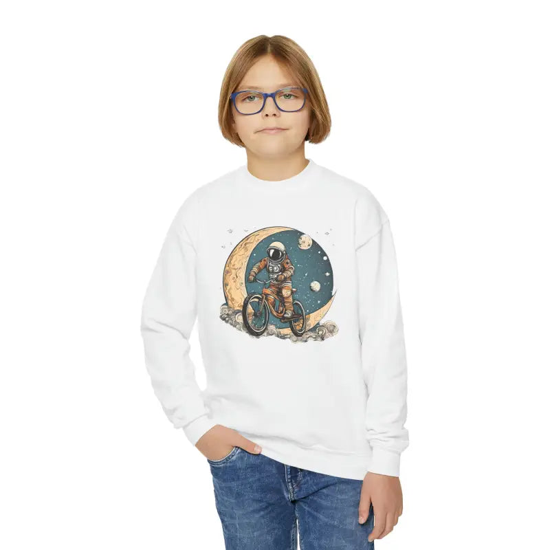 Exciting Youth Crewneck: Astronaut Moon Adventure Sweatshirt