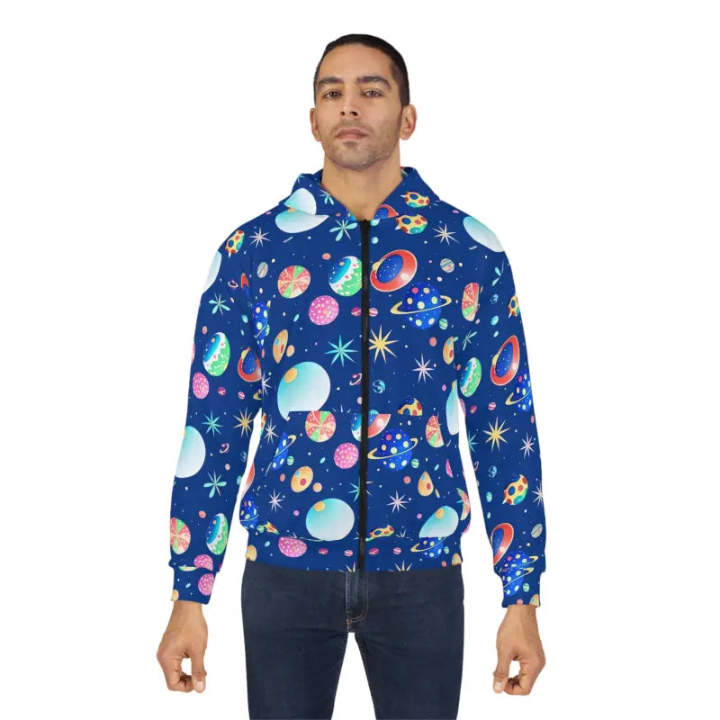 Unisex Zip Hoodie: Celestial Comfort in a Cozy Fleece - All Over Prints