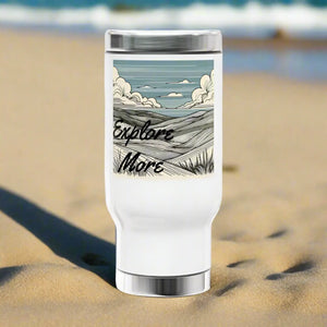 Glossy White Enamel Travel Mug - Outdoor Adventure - Dipaliz - Mugs