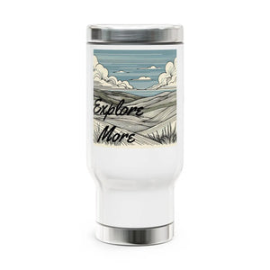 Glossy White Enamel Travel Mug - Outdoor Adventure - Dipaliz - Mugs