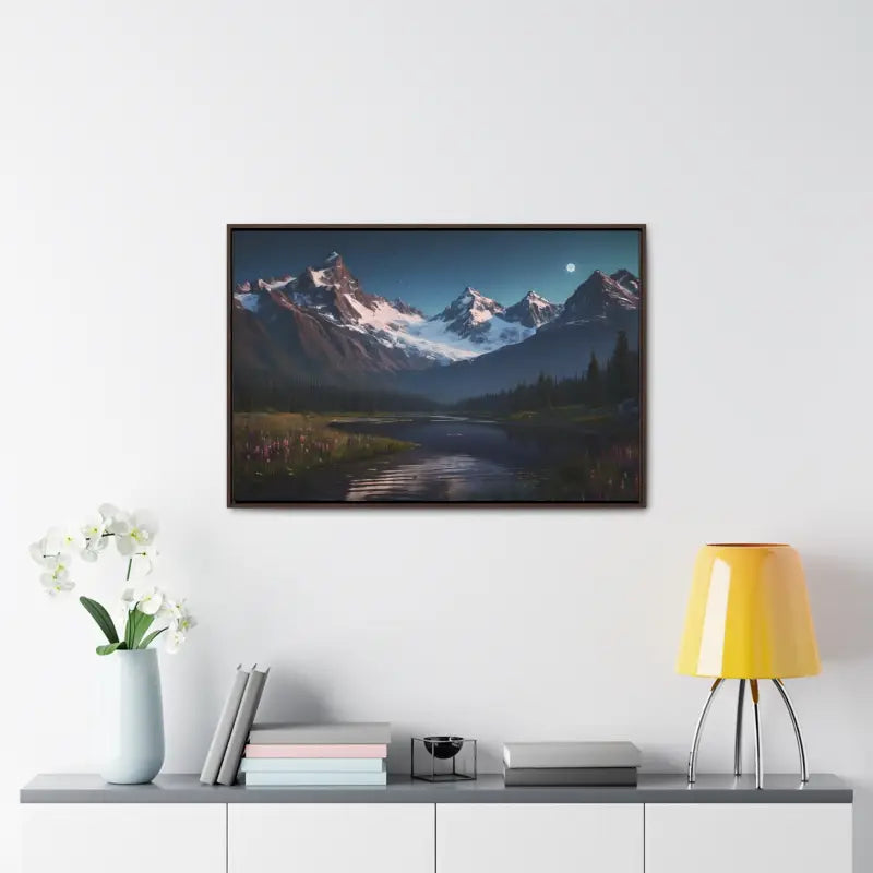 Mountain Magic Night on Gallery Canvas Wraps - 36″ x 24″ / Walnut / 1.25’’