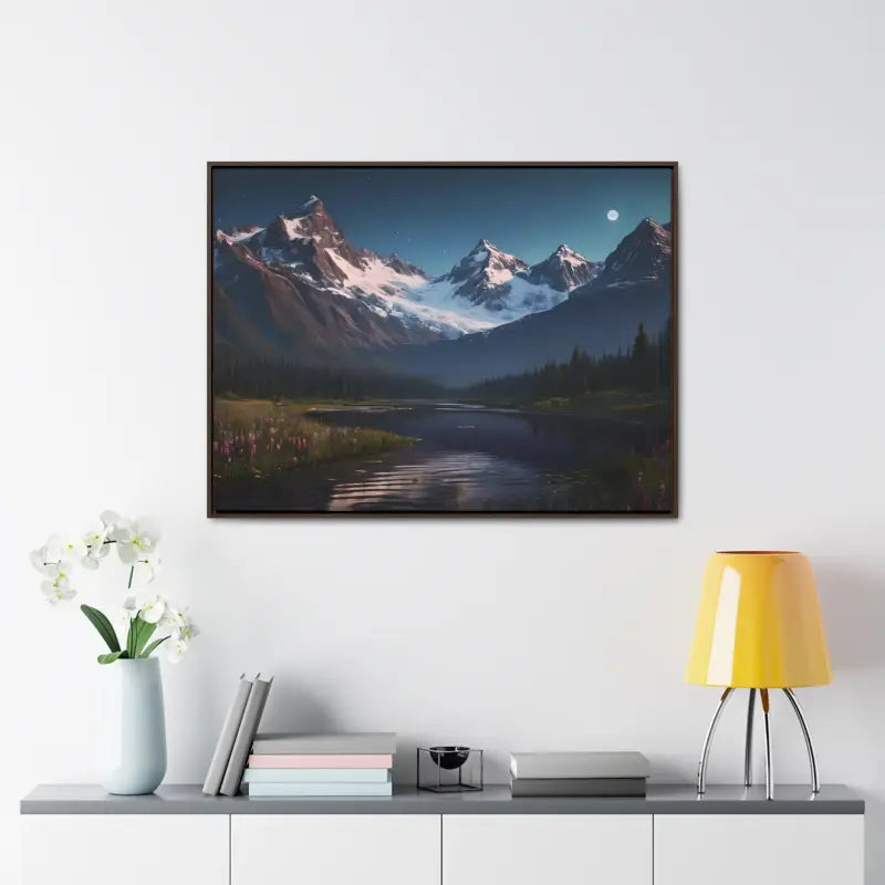 Mountain Magic Night on Gallery Canvas Wraps - 40″ x 30″ / Walnut / 1.25’’