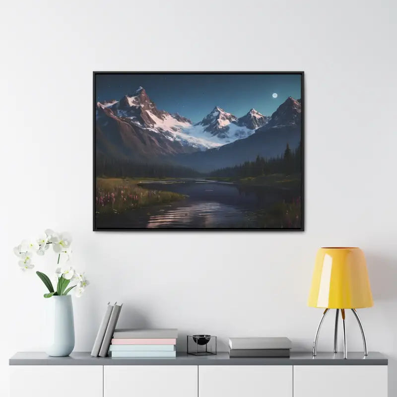 Mountain Magic Night on Gallery Canvas Wraps - 40″ x 30″ / Black / 1.25’’