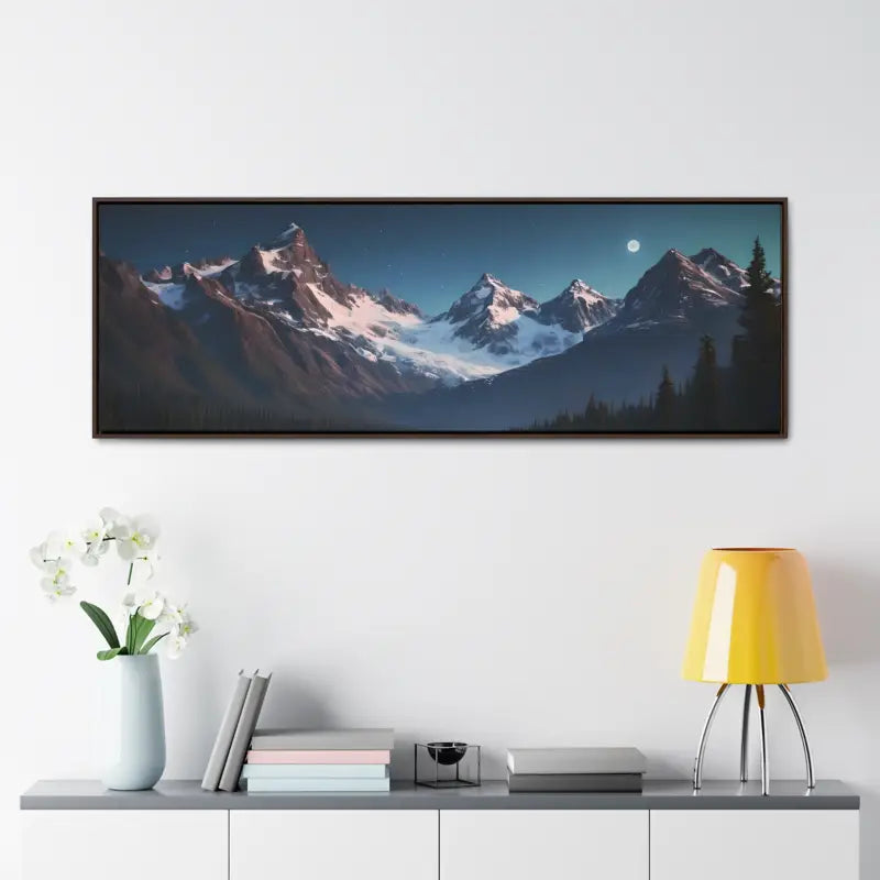 Mountain Magic Night on Gallery Canvas Wraps - 60″ x 20″ / Walnut / 1.25’’