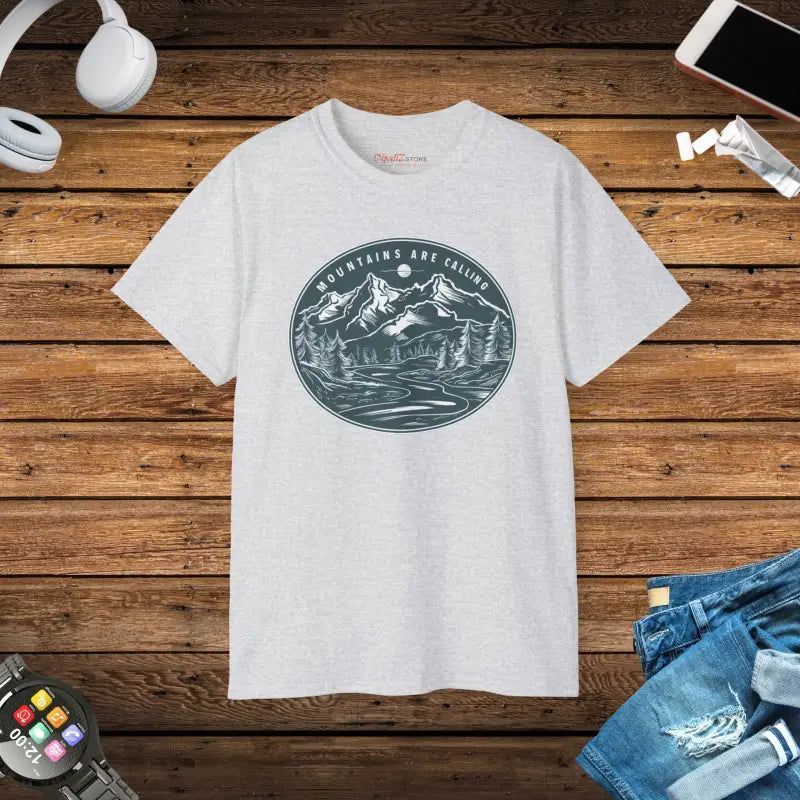 Mountains are Calling T-shirt for Every Outdoor Enthusiast - Ash / s T-shirt