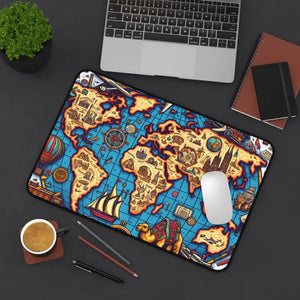 Vintage World Map Desk Mat - Adventure Style Office Decor - Dipaliz - 12’’ × 18’’ - Workstation & Cubicle Accessories