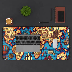 Vintage World Map Desk Mat - Adventure Style Office Decor - Dipaliz - Workstation & Cubicle Accessories