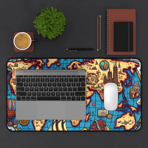 Vintage World Map Desk Mat - Adventure Style Office Decor - Dipaliz - Workstation & Cubicle Accessories