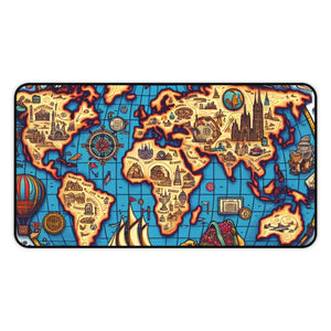 Vintage World Map Desk Mat - Adventure Style Office Decor - Dipaliz - Workstation & Cubicle Accessories