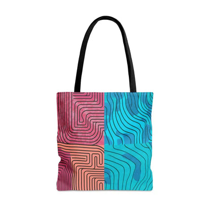 Expressive Abstract Lines Polyester Tote Bag & Durable - Bags