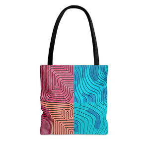Polyester Tote Bag Abstract Lines Bold Artistic Style Dipaliz - Bags