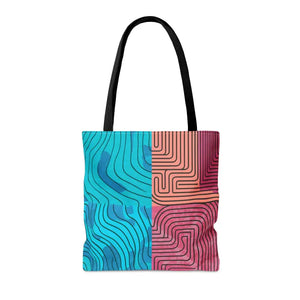 Polyester Tote Bag Abstract Lines Bold Artistic Style Dipaliz - Bags