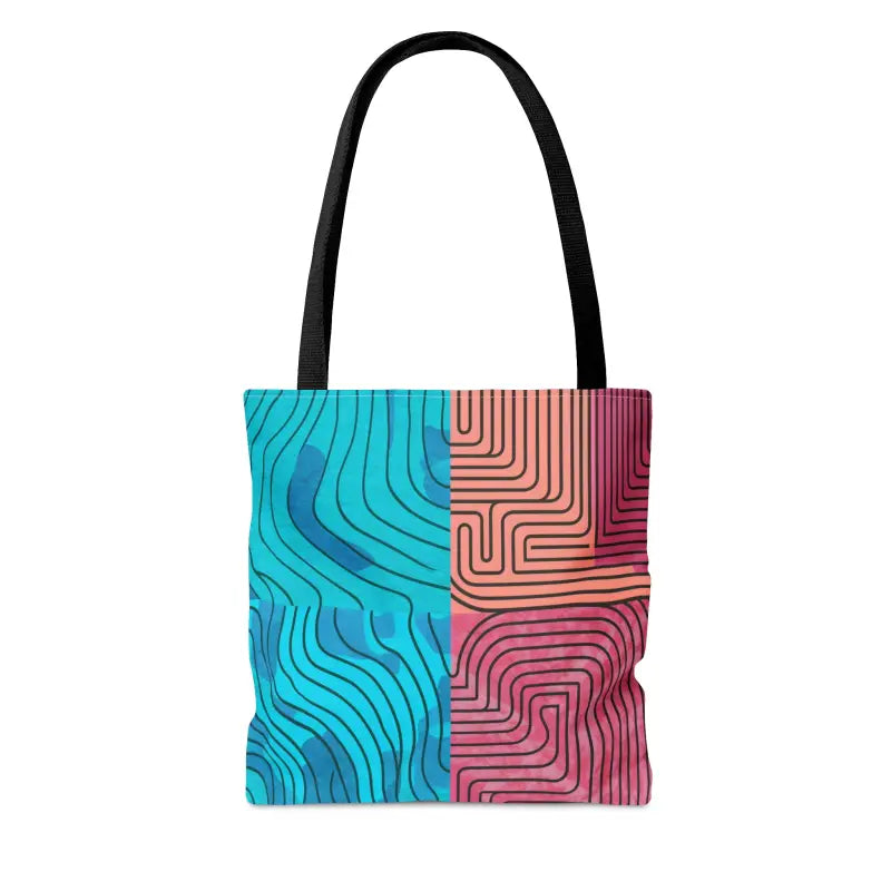 Expressive Abstract Lines Polyester Tote Bag & Durable - Bags