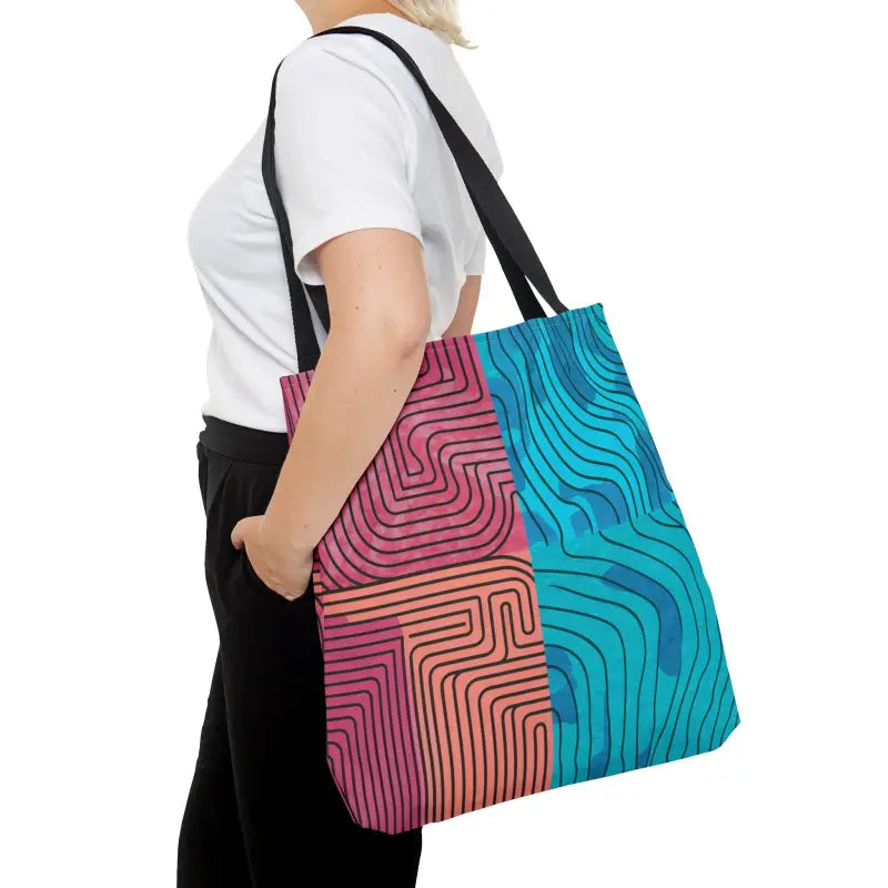 Expressive Abstract Lines Polyester Tote Bag & Durable - Large Bags