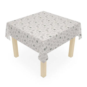 Polyester Tablecloth One-sided Print Plants and Birds - Dipaliz - one Size / White - Tablecloths