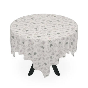 Polyester Tablecloth One-sided Print Plants and Birds - Dipaliz - one Size / White - Tablecloths