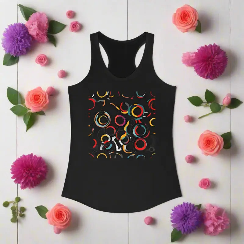 Stylish Overlapping Circles Racerback Tank for a Bold Look - Top