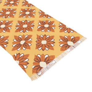 Orange Floral Scarf - Sheer Polyester Sports Fan Accessory - Dipaliz - 27’’ × 73’’ - Scarves