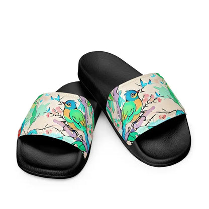 Splash Into Style with Birds on Trees Women’s Slides - Black / 5.5 Shoes