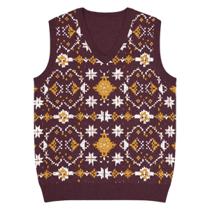 Fair Isle Winter Pattern Knit V-neck Vest - Dipaliz - 2xs - Vests
