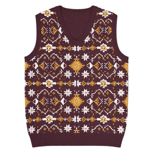 Fair Isle Winter Pattern Knit V-neck Vest - Dipaliz - m - Vests