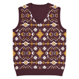 Fair Isle Winter Pattern Knit V-neck Vest - Dipaliz - s - Vests