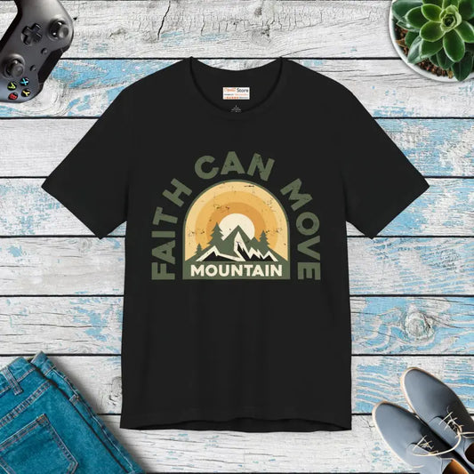 Faith can Move Mountains Tee - Elevate your Style with Inspiration - Black / s T-shirt