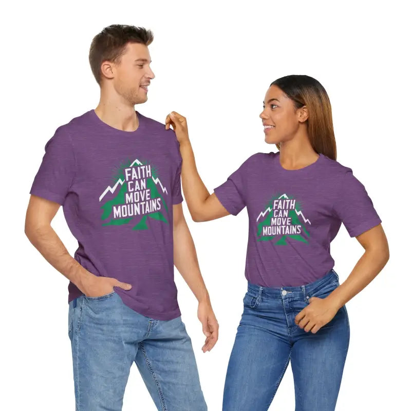 Faith Moves Mountains Comfort Tee - your New Fave Jersey! - Heather Team Purple / s T-shirt