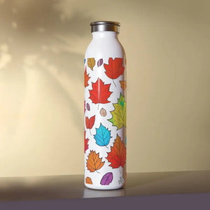 Mug - Slim Water Bottle Colorful Fall Foliage Design Dipaliz 20oz / White