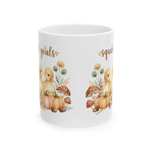 Fall Duckling Mug, ?Squad Goals’ Pumpkin & Mushroom Ceramic Coffee Cup (11oz/15oz) - Mugs