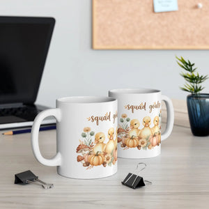 Fall Duckling Mug, ?Squad Goals’ Pumpkin & Mushroom Ceramic Coffee Cup (11oz/15oz) - Mugs