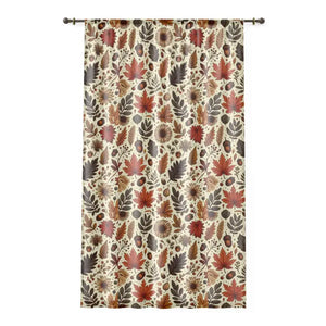 Cozy Fall Leaves Window Curtains - Autumn Home Decor - Dipaliz - Sheer / White / 50’’ × 84’’