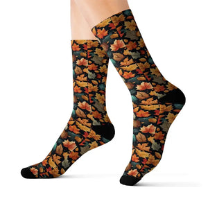 Fall Leaves Pattern Cozy Socks - Autumn Comfort Style - Dipaliz - l