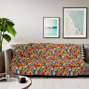 Fall Leaves Pattern Blanket – Sherpa Fleece - Dipaliz - Blankets