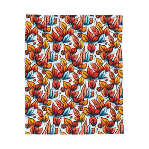 Velveteen Plush Blanket - Fall Leaves Vibrant Colors - Dipaliz - 50’’ × 60’’ - Blankets