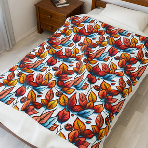 Velveteen Plush Blanket - Fall Leaves Vibrant Colors - Dipaliz - Blankets