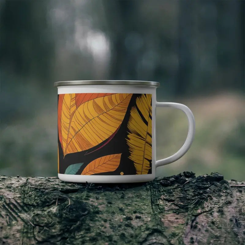 Autumn Leaves Enamel Camping Mug: Perfect for Fall Adventures - 12oz Mug